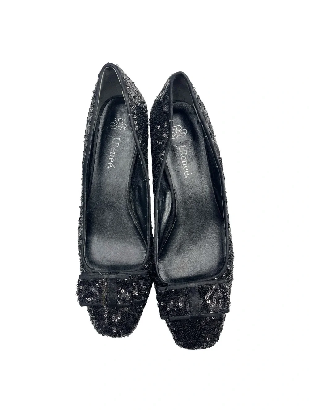 J.Renee “Imogene” Sequined Low Black Heel Pumps Size 9 N